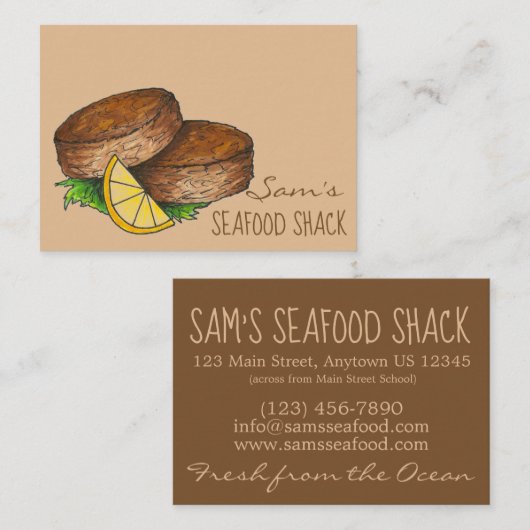 メリーランドのカニのケーキのクラッケーシーフードレストラン 名刺 (正面/裏面)