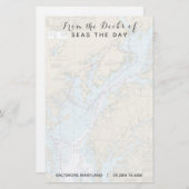 メリーランドのデッキからあなたのボート名航海の 便箋 (正面/裏面)