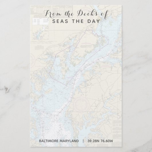 メリーランドのデッキからあなたのボート名航海の 便箋 (正面)