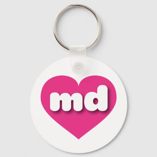 メリーランドのホットピンク – 私はmdが大好き キーホルダー (正面)