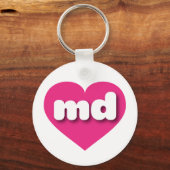 メリーランドのホットピンク – 私はmdが大好き キーホルダー (正面)