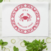 メリーランドのモノ（カニ） キッチンタオル (折り畳み)