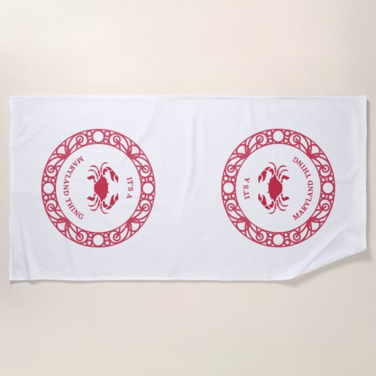 メリーランドのモノ（カニ） ビーチタオル (正面)