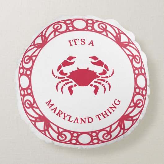 メリーランドのモノ（カニ） ラウンドクッション (正面)