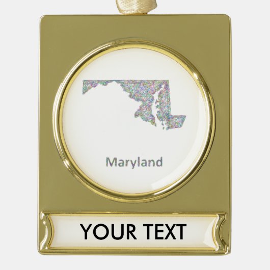 メリーランドの地図 ゴールドプレートバナーオーナメント (正面)