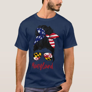 メリーランドの女の子メッシーバンアメリカンガールメリーランドFla Tシャツ