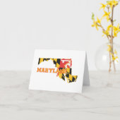 メリーランドの州の旗および地図のシェープ・ノート カード (黄色い花)