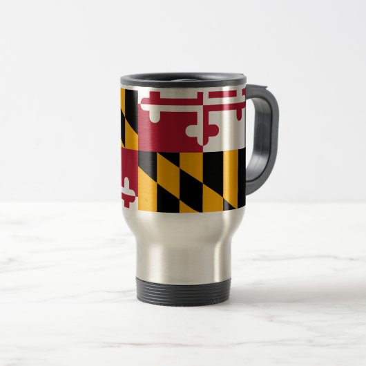 メリーランドの州の旗のスタイルの装飾 トラベルマグ (正面右)