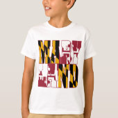 メリーランドの州の旗の文字 Tシャツ (正面)