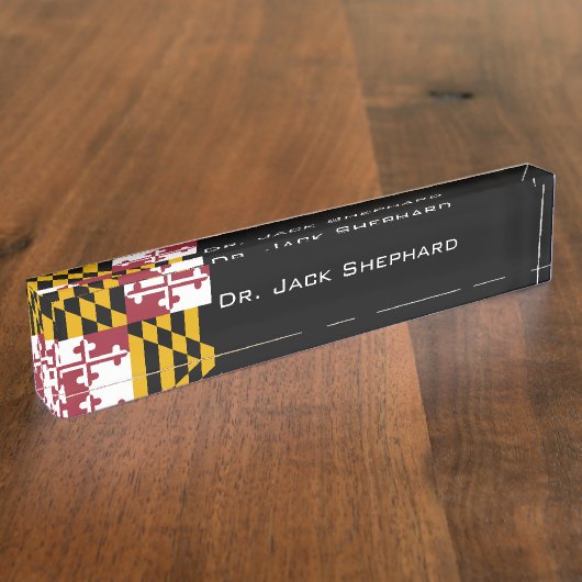 メリーランドの州の旗 デスクネームプレート (側面)