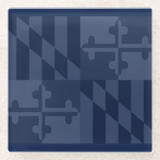 メリーランドの旗の白黒コースター-濃紺 ガラスコースター