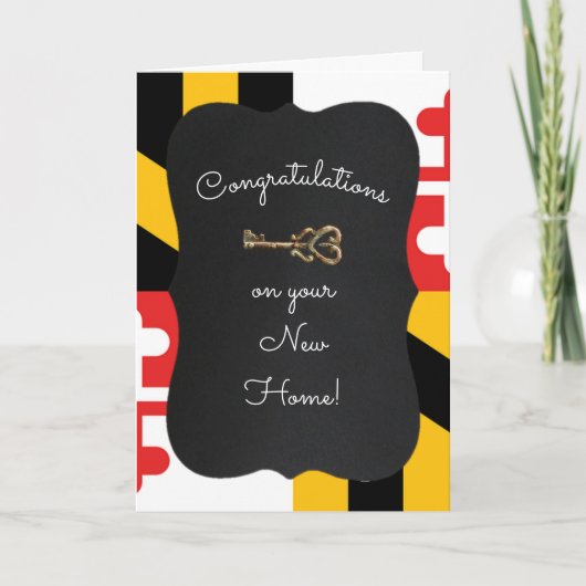 メリーランドの旗の黒板の鍵の引っ越し祝いパーティーカード カード (正面)