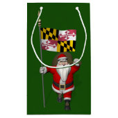 メリーランドの旗を持つサンタクロース スモールペーパーバッグ (裏面)