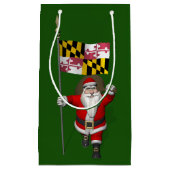 メリーランドの旗を持つサンタクロース スモールペーパーバッグ (正面)