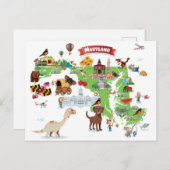 メリーランドの漫画の地図 ポストカード (正面/裏面)