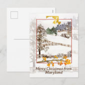 メリーランドの農場の冬の木からのクリスマスおめでとう シーズンポストカード (正面/裏面)