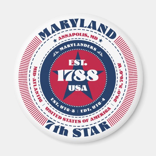 メリーランドサークルタイポグラフィ土産マグネット マグネット (正面)