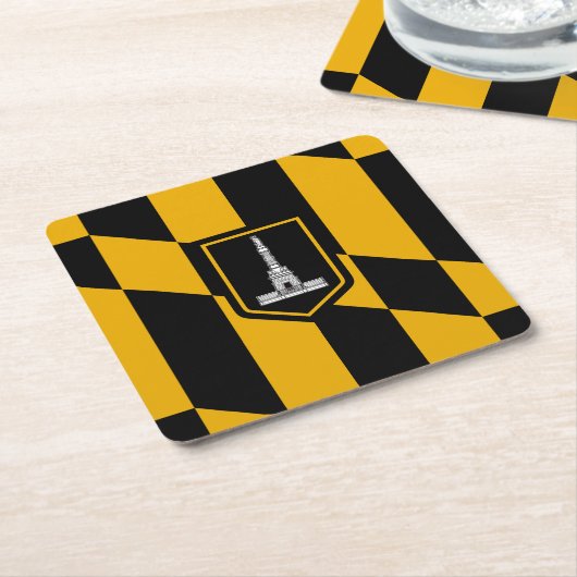 メリーランドスクエア紙コースターの国旗 スクエアペーパーコースター (アングル)