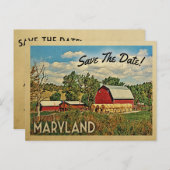 メリーランドセーブ・ザ・デイト・ファーム素朴バーン 案内ポストカード (正面/裏面)