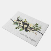 メリーランドパーソナライズされた州ユアホームシティ素朴 ドアマット (アングル)