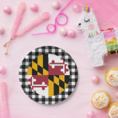 メリーランドプレート、バッファロープレイド米国とメリーランド州旗 ペーパープレート (パーティー)