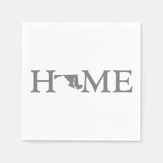 メリーランドホーム州グレーワードアート紙パーティー スタンダードカクテルナプキン (正面)