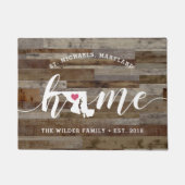 メリーランドホーム州パーソナライズされたウッドルック ドアマット (正面)