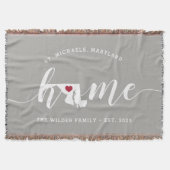 メリーランドホーム州パーソナライズされた素朴 スローブランケット (正面)