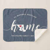 メリーランドホーム州 パーソナライズされた シェルパブランケット (正面(横))