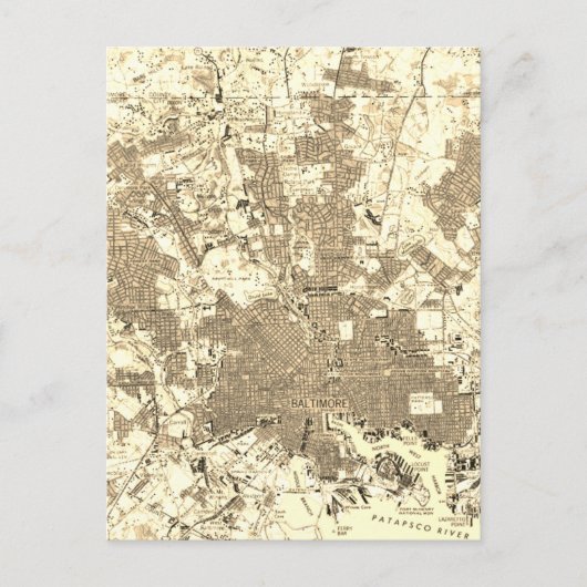 メリーランドボルチモアヴィンテージの地図 ポストカード (正面)