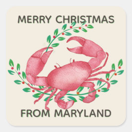メリーランドメリークガニのクリスマス スクエアシール