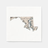メリーランドヴィンテージ写真マップアンティーク州グラフ スタンダードカクテルナプキン (正面)