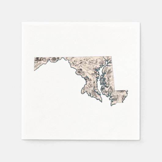 メリーランドヴィンテージ写真マップアンティーク州グラフ スタンダードカクテルナプキン (正面)