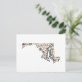 メリーランドヴィンテージ写真マップアンティーク州グラフ ポストカード (スタンド正面)