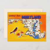 メリーランド州からのヴィンテージグリーティング ポストカード (正面/裏面)