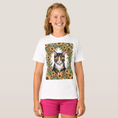 メリーランド州の三毛猫とキンセンカ Tシャツ (正面フル)