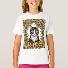 メリーランド州の三毛猫とキンセンカ Tシャツ