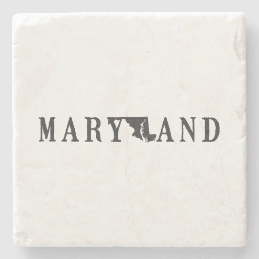 メリーランド州の名前と州の形をした文字ワードアート ストーンコースター (正面)