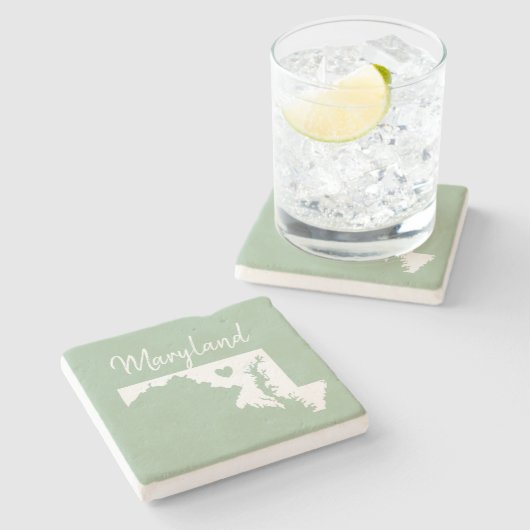 メリーランド州の地図ラブホーム ストーンコースター (横)