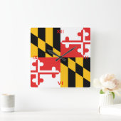 メリーランド州の州の国旗 スクエア壁時計 (ホーム)