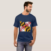メリーランド州の旗 オレゴン州の地図 Tシャツ (正面フル)