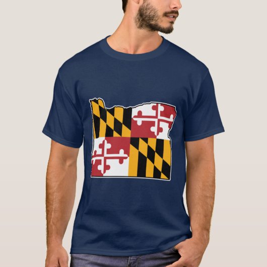 メリーランド州の旗 オレゴン州の地図 Tシャツ (正面)