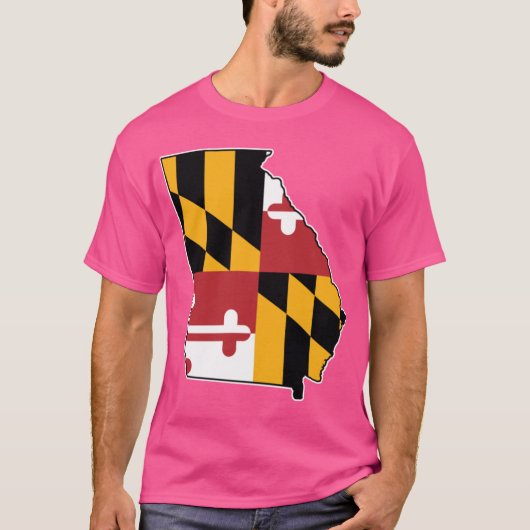メリーランド州の旗 ジョージア州の地図 Tシャツ (正面)