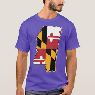 メリーランド州の旗 ミシシッピ州の地図 Tシャツ