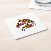 メリーランド州の旗 馬の頭の紙コースター スクエアペーパーコースター (アングル)