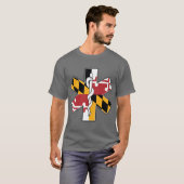 メリーランド州の旗 EMS 救急医療サービスのために Tシャツ (正面フル)