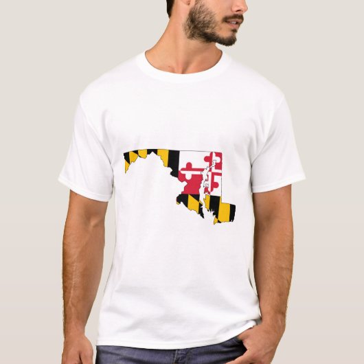 メリーランド州の概要地図と国旗 Tシャツ (正面)