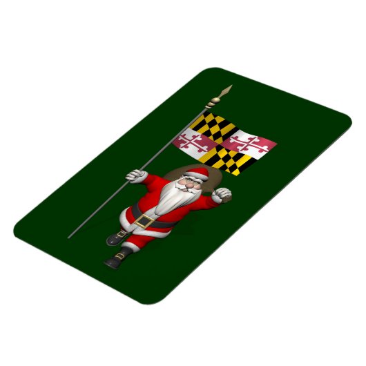 メリーランド州の看板を持つサンタクロース マグネット (左側)