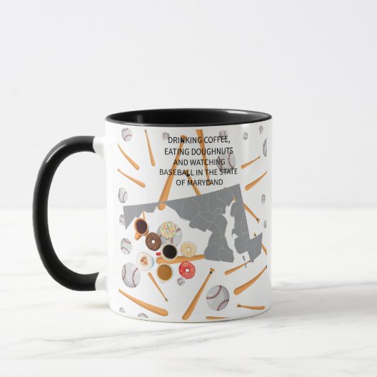 メリーランド州の野球とコーヒーとドーナツ マグカップ (左)