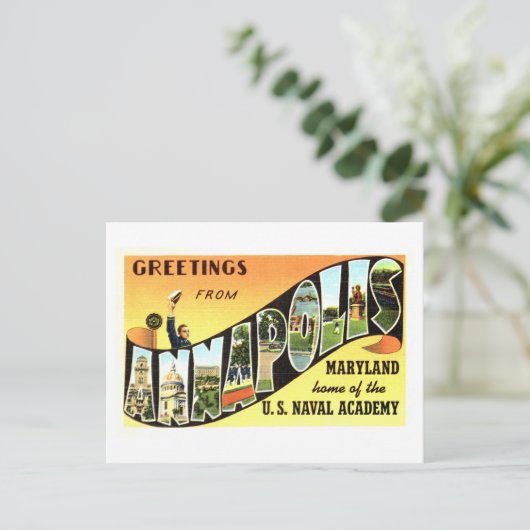 メリーランド州アナポリスからのヴィンテージの挨拶 ポストカード (スタンド正面)